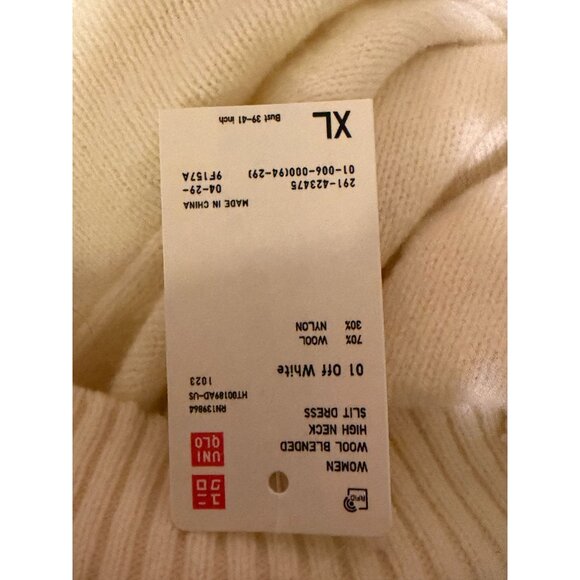 NWT Uniqlo Wool Blend Sweater Dress XL Cream Mock Neck Minimalist Neutral Cozy - Picture 7 of 9